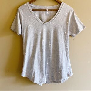 Z Supply Grey Star Print V Neck Tee
